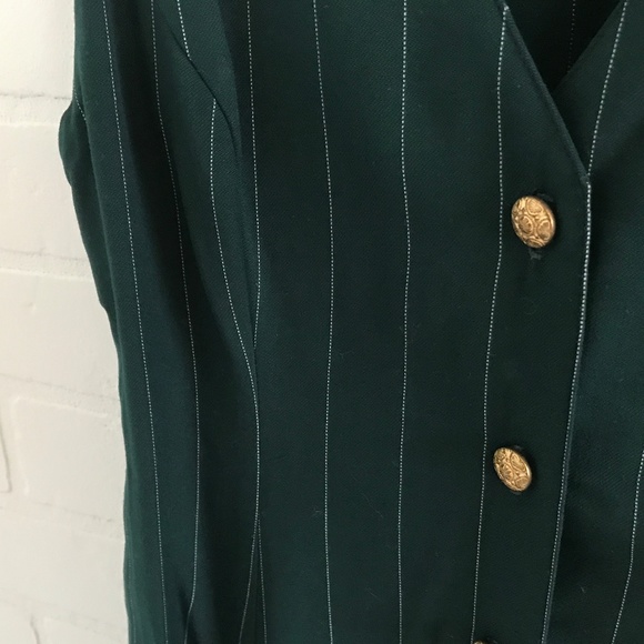 Vintage Office Button down Forest Green Dress Women Size S - Picture 3 of 4